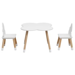 Rebecca Mobili Set Children Table and 2 Chairs White Wooden Baby Table and Playroom Games