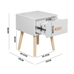 Mesa de cabeceira Mobili Rebecca Cassia 44x35x35 MDF Pinho Branco Marrom Escandinavo Parcialmente Montado