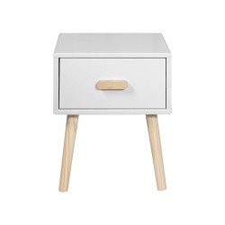 Comodino Mobili Rebecca Cassia 44x35x35 MDF Pino Bianco Marrone Scandinavo Parzialmente Montato