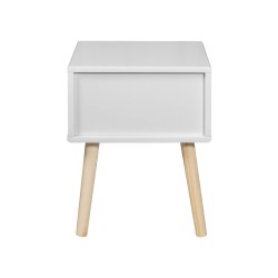 Table de chevet Mobili Rebecca Cassia 44x35x35 MDF Pin Blanc Marron Scandinave Partiellement Assemblé