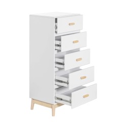 Chest Of Drawers Mobili Rebecca Myristica 115x50x40 MDF Pine White Brown Scandinavian To Assemble