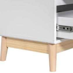 Cassettiera Mobili Rebecca Myristica 115x50x40 MDF Pino Bianco Marrone Scandinavo Da Montare