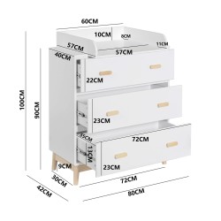 Trocador Mobili Rebecca Betula 100x80x42 MDF Pinho Branco Marrom Escandinavo Para Montar