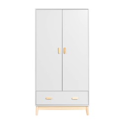 Kleiderschrank Mobili Rebecca Aegle 175x80x55 MDF Kiefer Weiß Braun Skandinavisch Zu Montieren