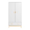 Kleiderschrank Mobili Rebecca Aegle 175x80x55 MDF Kiefer Weiß Braun Skandinavisch Zu Montieren