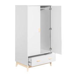 Kleiderschrank Mobili Rebecca Aegle 175x80x55 MDF Kiefer Weiß Braun Skandinavisch Zu Montieren