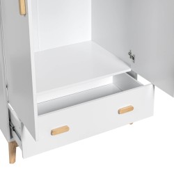 Kleiderschrank Mobili Rebecca Aegle 175x80x55 MDF Kiefer Weiß Braun Skandinavisch Zu Montieren