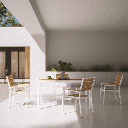 Sillas de exterior Rebecca Mobili Copal 89,5x56x60,5 Aluminio Polywood Blanco Marrón Moderno CONJUNTO 2 piezas Para montar