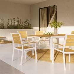 Outdoor Chairs Rebecca Mobili Copal 89,5x56x60,5 Aluminum Polywood White Brown Modern SET 2 pieces Assembly required