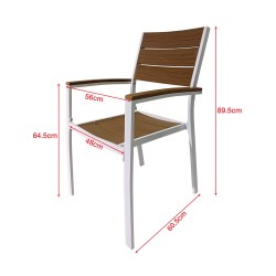 Outdoor Chairs Rebecca Mobili Copal 89,5x56x60,5 Aluminum Polywood White Brown Modern SET 2 pieces Assembly required