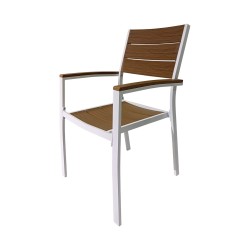 Outdoor Chairs Rebecca Mobili Copal 89,5x56x60,5 Aluminum Polywood White Brown Modern SET 2 pieces Assembly required