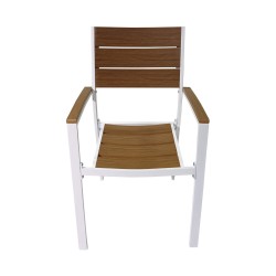 Gartenstühle Rebecca Mobili Copal 89,5x56x60,5 Aluminium Polywood Weiß Braun Modern SET 2 Stück Zu montieren