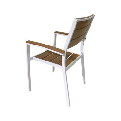 Gartenstühle Rebecca Mobili Copal 89,5x56x60,5 Aluminium Polywood Weiß Braun Modern SET 2 Stück Zu montieren