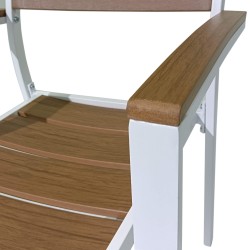 Outdoor Chairs Rebecca Mobili Copal 89,5x56x60,5 Aluminum Polywood White Brown Modern SET 2 pieces Assembly required