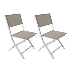 Chaises pliantes Rebecca Mobili Ilomba 84x48x57 Aluminium Polyester Blanc Beige Moderne ENSEMBLE 2 pièces Assemblé