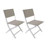 Folding Chairs Rebecca Mobili Ilomba 84x48x57 Aluminum Polyester White Beige Modern SET 2 pieces Assembled