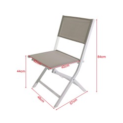 Chaises pliantes Rebecca Mobili Ilomba 84x48x57 Aluminium Polyester Blanc Beige Moderne ENSEMBLE 2 pièces Assemblé