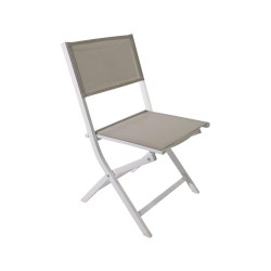 Klappstühle Rebecca Mobili Ilomba 84x48x57 Aluminium Polyester Weiß Beige Modern SET 2 Stück Montiert