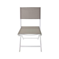 Klappstühle Rebecca Mobili Ilomba 84x48x57 Aluminium Polyester Weiß Beige Modern SET 2 Stück Montiert