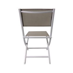 Vouwstoelen Rebecca Mobili Ilomba 84x48x57 Aluminium Polyester Wit Beige Modern SET 2 stuks Gemonteerd