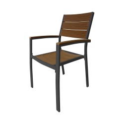 Outdoor Chairs Rebecca Mobili Calden 89,5x56x60,5 Aluminum Polywood Dark Grey Brown Modern SET 2 pieces Assembly required