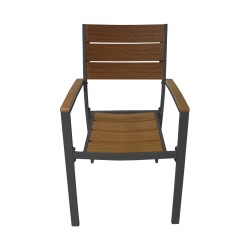 Outdoor Chairs Rebecca Mobili Calden 89,5x56x60,5 Aluminum Polywood Dark Grey Brown Modern SET 2 pieces Assembly required