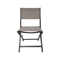 Klappstühle Rebecca Mobili Murici 84x48x57 Aluminium Polyester Dunkelgrau Beige Modern SET 2 Stück Montiert