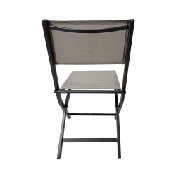 Folding Chairs Rebecca Mobili Murici 84x48x57 Aluminum Polyester Dark Grey Beige Modern SET 2 pieces Assembled