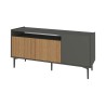 Credenza Bassa Rebecca Mobili Leflef 74x153x40 Truciolato Acciaio Marrone Scuro Grigio Scuro Moderno