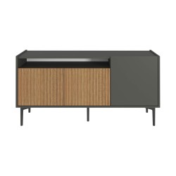 Credenza Bassa Rebecca Mobili Leflef 74x153x40 Truciolato Acciaio Marrone Scuro Grigio Scuro Moderno