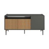 Lage Kast Rebecca Mobili Leflef 74x153x40 Spaanplaat Staal Donkerbruin Donkergrijs Modern