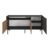 Lage Kast Rebecca Mobili Leflef 74x153x40 Spaanplaat Staal Donkerbruin Donkergrijs Modern