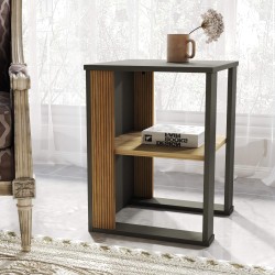 Mesa Lateral Rebecca Mobili Neem 60x45x45 Aglomerado Marrom Escuro Cinza Escuro Moderno