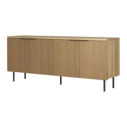 Credenza Bassa Rebecca Mobili Wartel 74x180x43 Truciolato Acciaio Marrone Chiaro Grigio Scuro Moderno