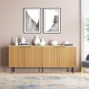 Buffet Bas Rebecca Mobili Wartel 74x180x43 Panneau de particules Acier Marron Clair Gris Foncé Moderne