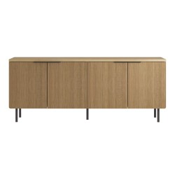 Credenza Bassa Rebecca Mobili Wartel 74x180x43 Truciolato Acciaio Marrone Chiaro Grigio Scuro Moderno