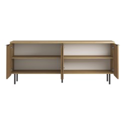 Credenza Bassa Rebecca Mobili Wartel 74x180x43 Truciolato Acciaio Marrone Chiaro Grigio Scuro Moderno