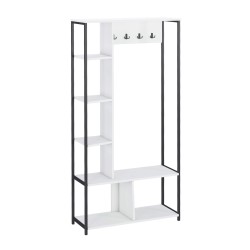 Eingangsgarderobe Rebecca Mobili Caigua 182x90x35 Spanplatte Stahl Weiß Dunkelgrau Modern