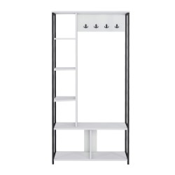 Eingangsgarderobe Rebecca Mobili Caigua 182x90x35 Spanplatte Stahl Weiß Dunkelgrau Modern