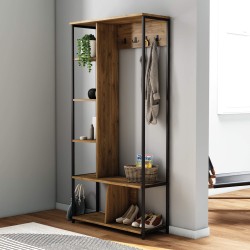 Entryway Wardrobe Rebecca Mobili Moringa 182x90x35 Chipboard Steel Dark Brown Dark Brown Modern