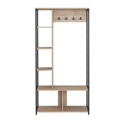 Eingangsgarderobe Rebecca Mobili Olearia 182x90x35 Spanplatte Stahl Hellbraun Dunkelgrau Modern