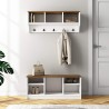 Shoe Rack and Coat Hanger Rebecca Mobili Copaiba 42x100x35 Chipboard Steel White Dark Brown Modern SET 2 pieces