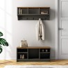 Shoe Rack and Coat Hanger Rebecca Mobili Saegi 42x100x35 Chipboard Steel Dark Grey Dark Brown Modern SET 2 pieces