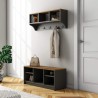 Shoe Rack and Coat Hanger Rebecca Mobili Saegi 42x100x35 Chipboard Steel Dark Grey Dark Brown Modern SET 2 pieces