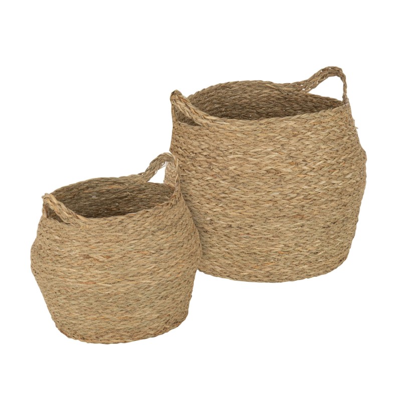 Storage Baskets Rebecca Mobili Parota 35x35x35 Seagrass Brown Boho SET 2 pieces