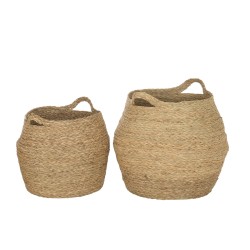 Storage Baskets Rebecca Mobili Parota 35x35x35 Seagrass Brown Boho SET 2 pieces