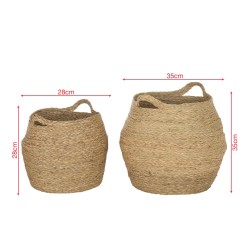 Storage Baskets Rebecca Mobili Parota 35x35x35 Seagrass Brown Boho SET 2 pieces