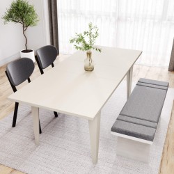 Extendable Table Rebecca Mobili Araca 75x160x90 Chipboard Steel White Modern