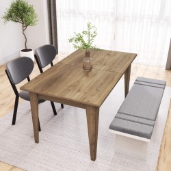 Extendable Table Rebecca Mobili Dabema 75x160x90 Chipboard Steel Dark Brown White Modern