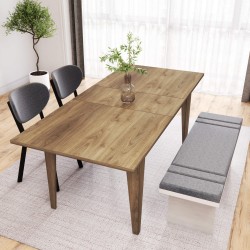 Ausziehbarer Tisch Rebecca Mobili Dabema 75x160x90 Spanplatte Stahl Dunkelbraun Weiß Modern